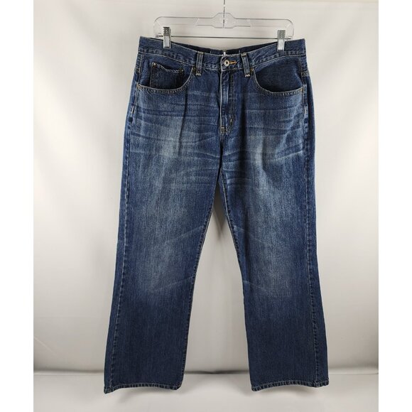 Urban Pipeline Jeans Mens 34x31 Blue Relaxed Bootcut Dark Wash Denim - Picture 1 of 9